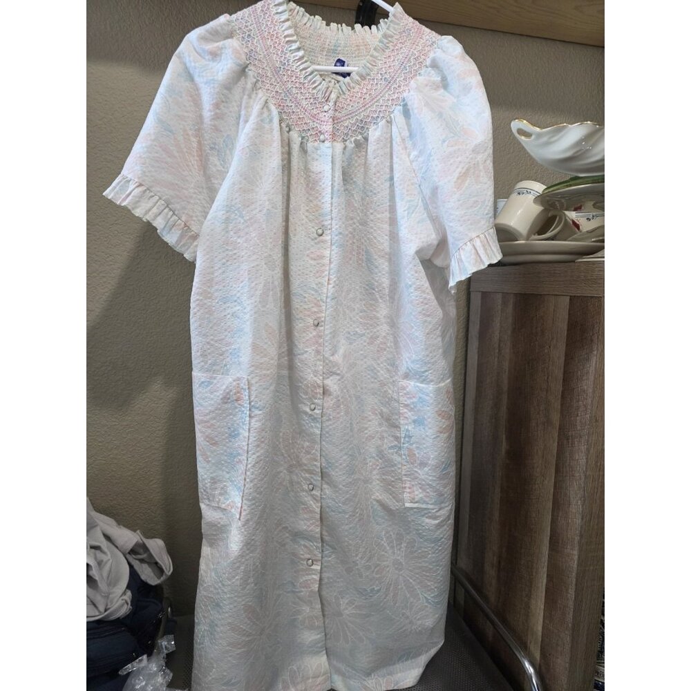 Tiger Lily Vintage House Dress Mumu Floral Women's Medium Pink Blue Night Gown